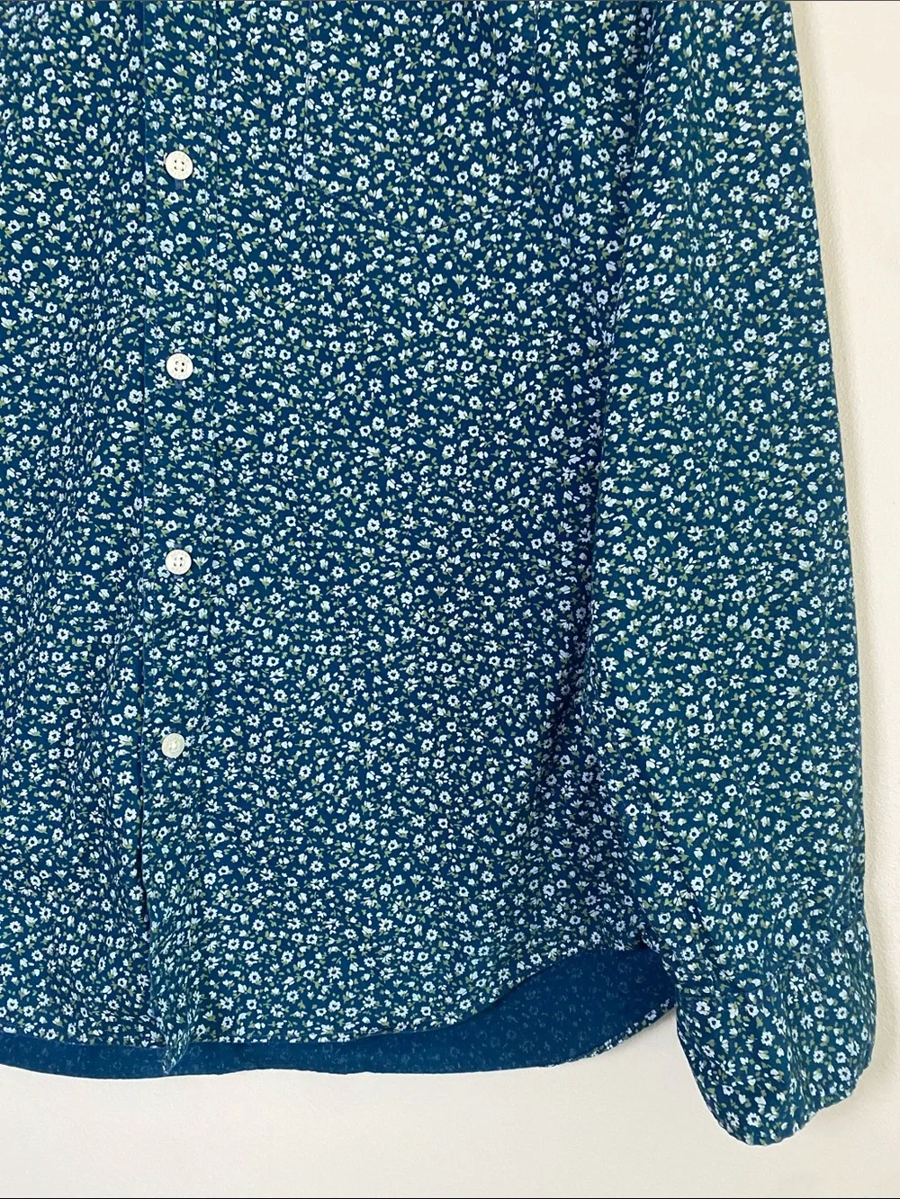 J Crew Slim Fit Flex Washed Shirt Mens Large Blue Floral Long Sleeve Button Down